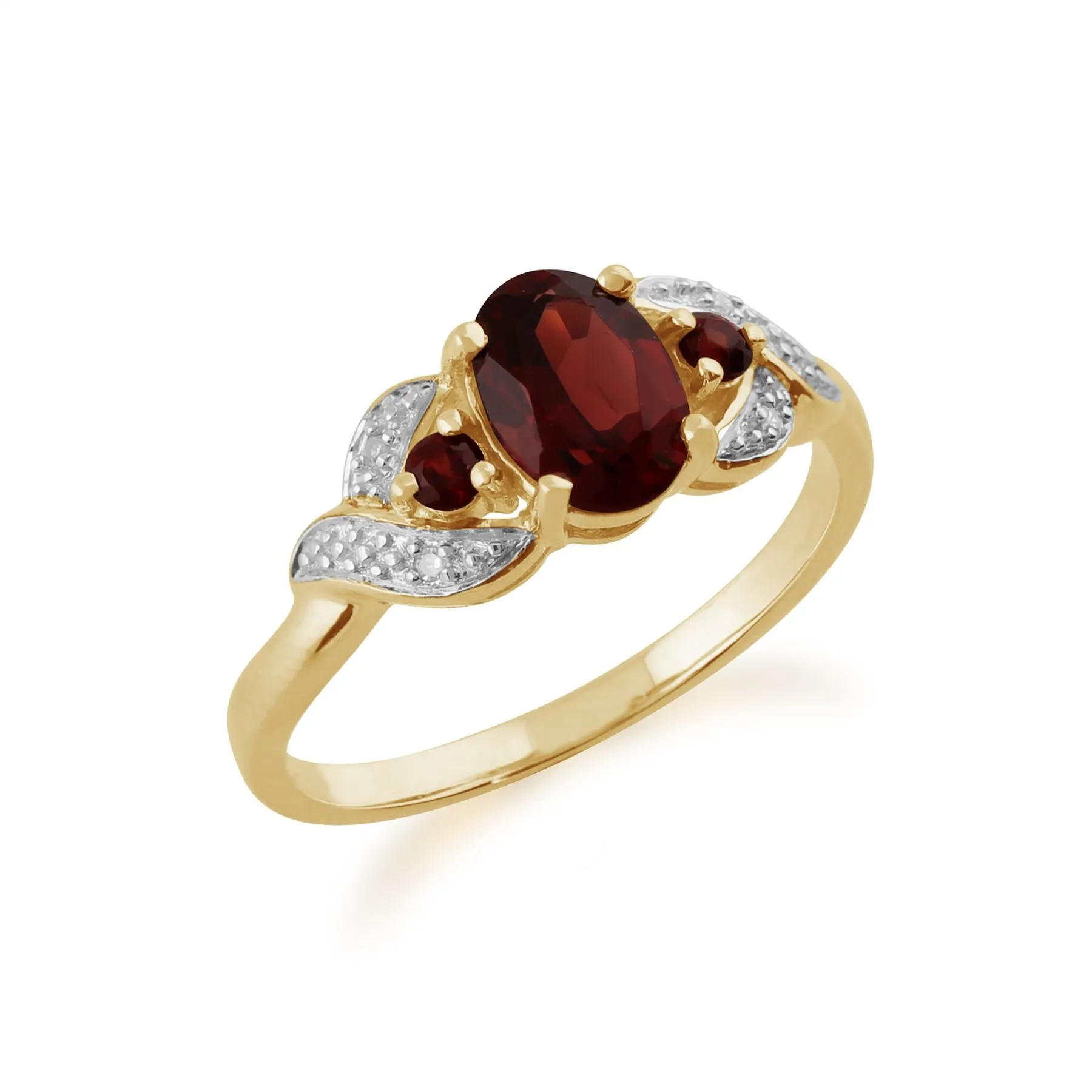 Granat Ring, 9 Karat Gelbgold 1.01ct ct Mosambik Granat & DIAMANTRING