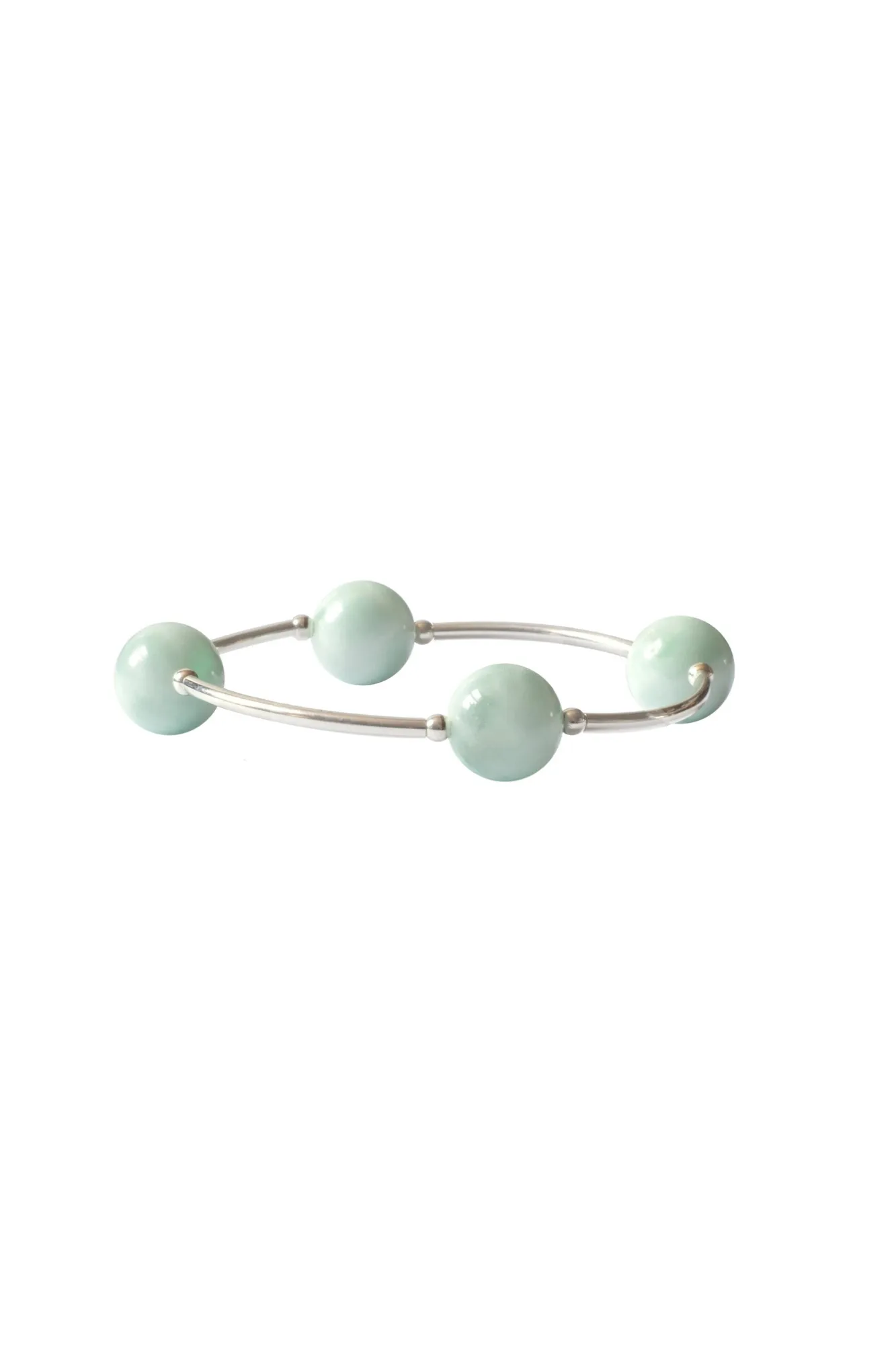 Green Angelite w/ Silver Blessing Bracelet