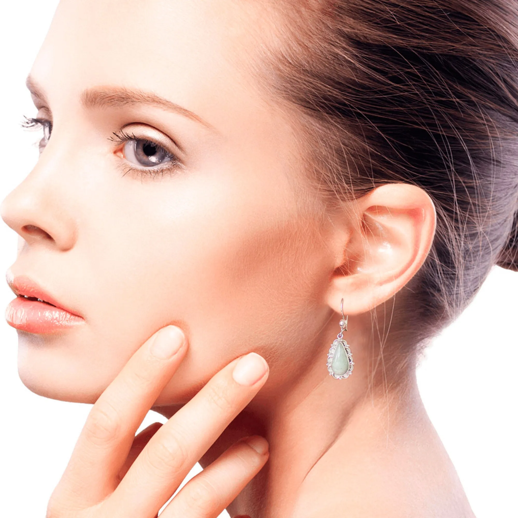 Guatemalan Hand Crafted Light Green Jade Dangle Earrings - Blossoming Green Dew | NOVICA