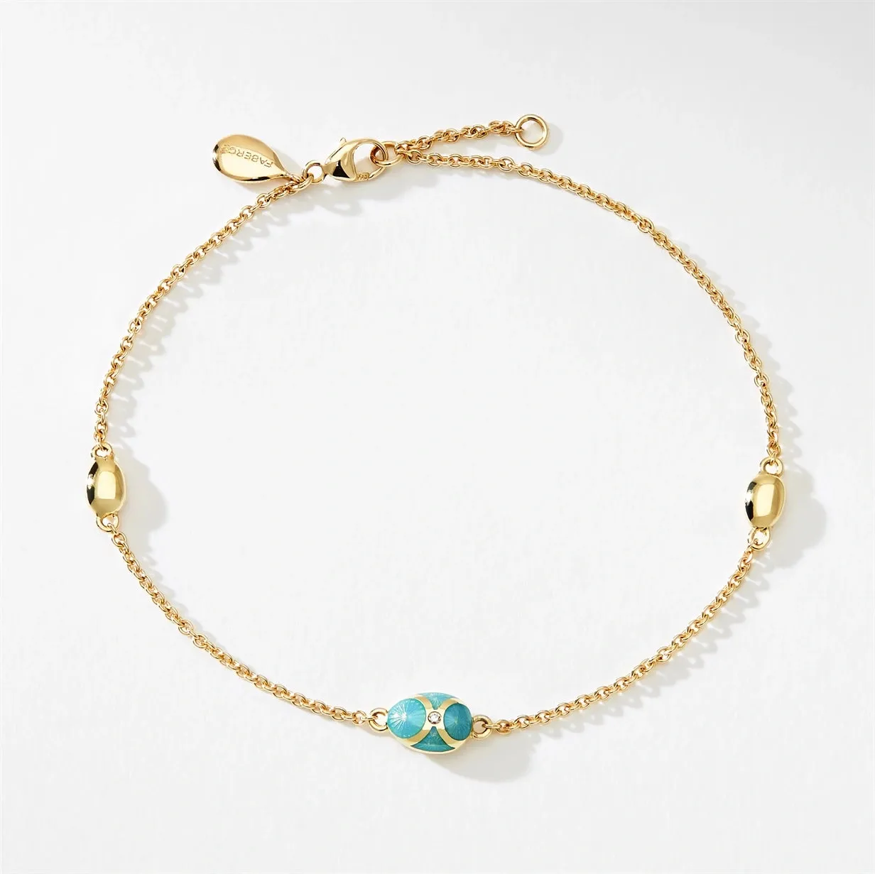 Guilloché Enamel Egg Chain Bracelet
