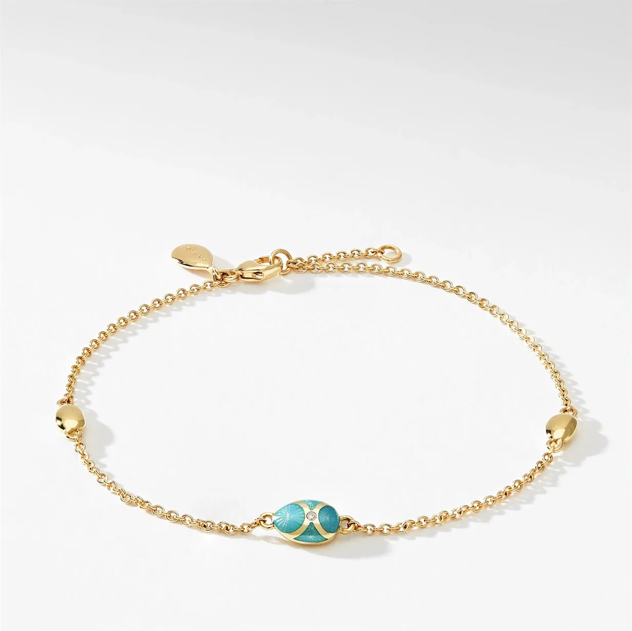 Guilloché Enamel Egg Chain Bracelet