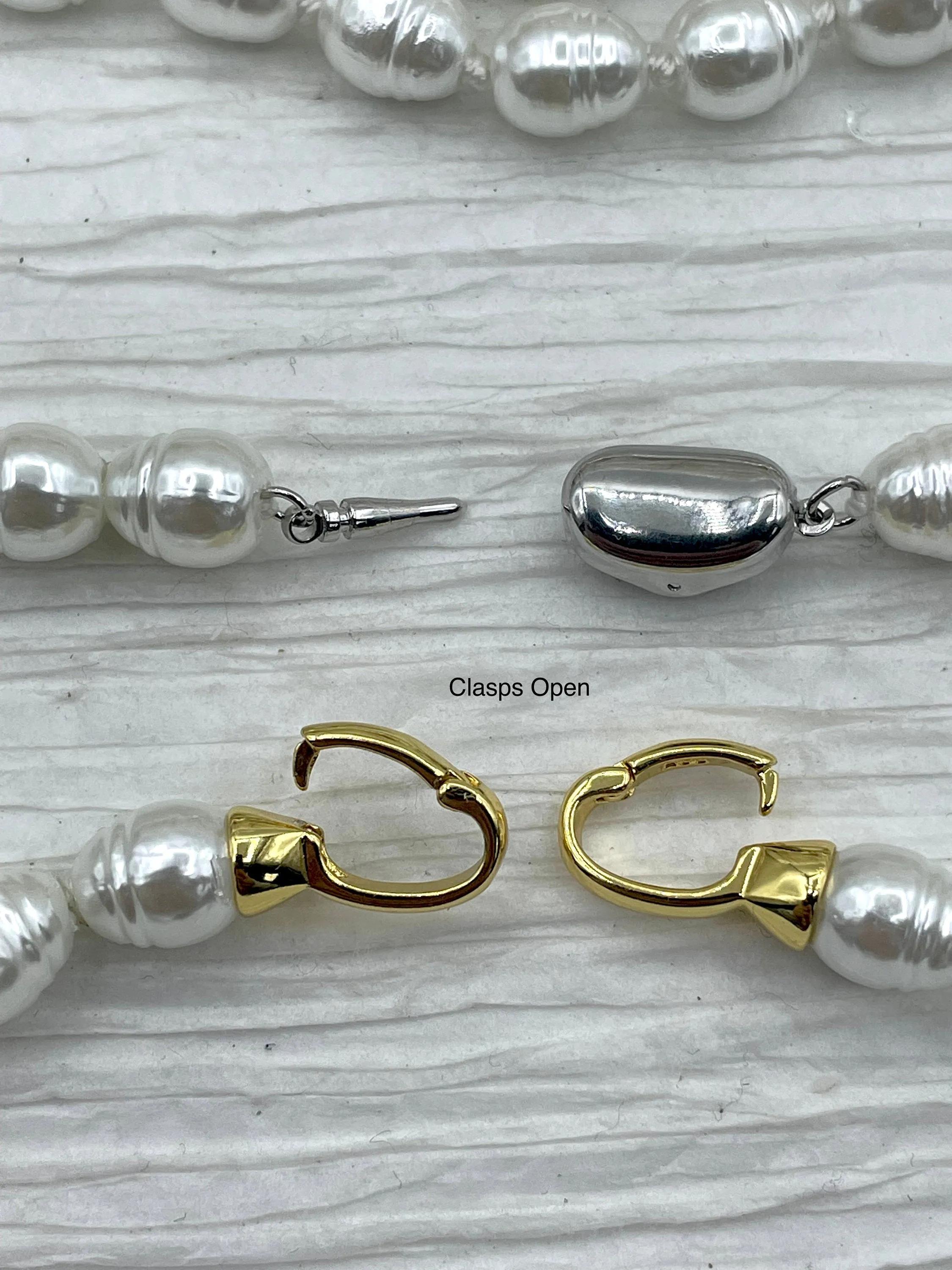 Hand Knotted Vintage Porcelain Glass Pearl Replica,Freshwater Potato Shape Pearls,Gold Double clasp or Silver Bean shape clasp,18".Fast Ship
