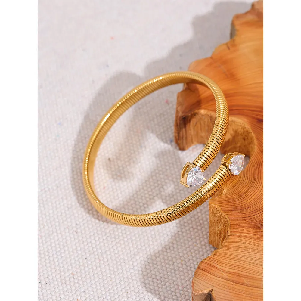 Heart Cubic Zirconia Open Texture Bracelet