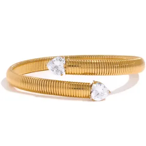 Heart Cubic Zirconia Open Texture Bracelet