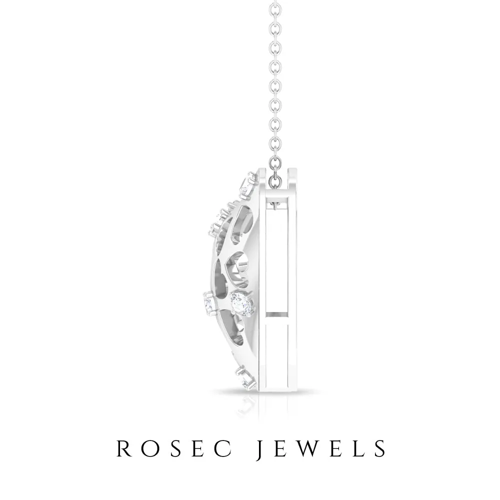 Heart Shaped Openwork Pendant with Round Diamond in Gold