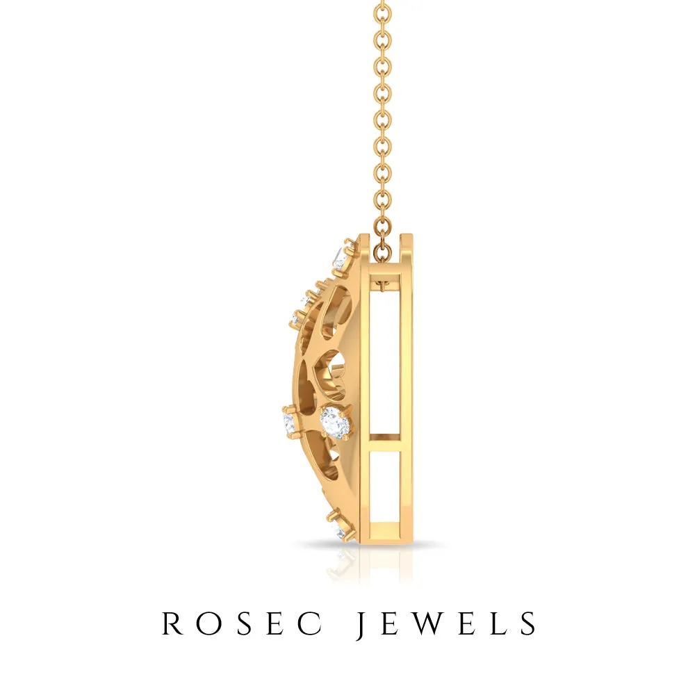 Heart Shaped Openwork Pendant with Round Diamond in Gold