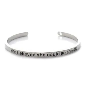 Inspirational Quote Cuff Bangle Bracelet