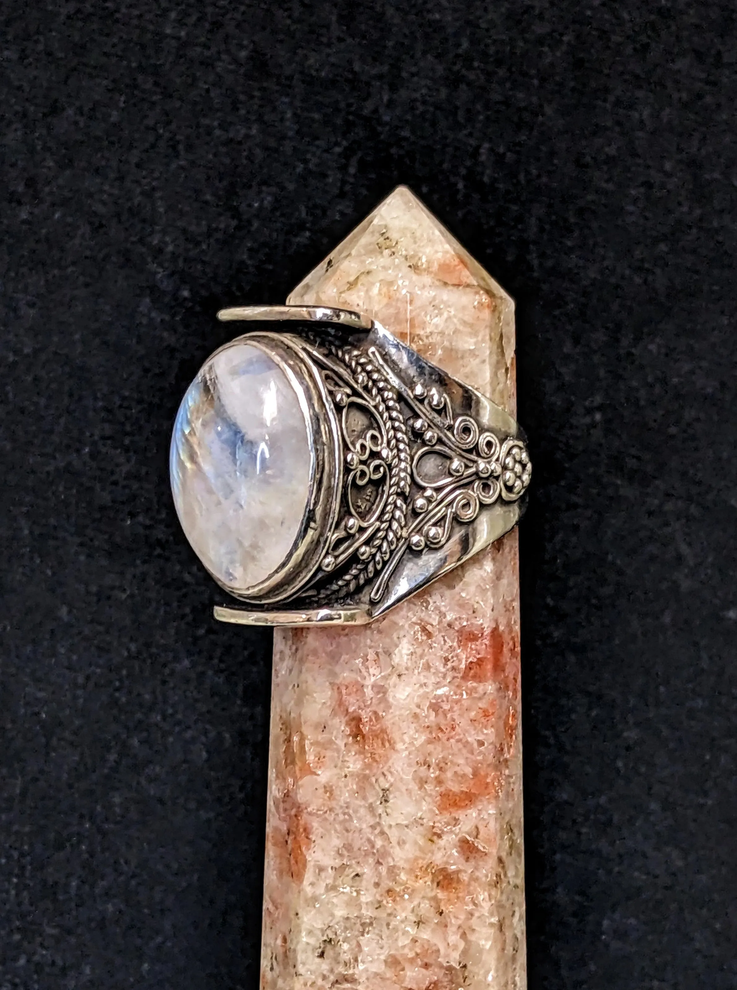 Intricately Detailed Moonstone Ring