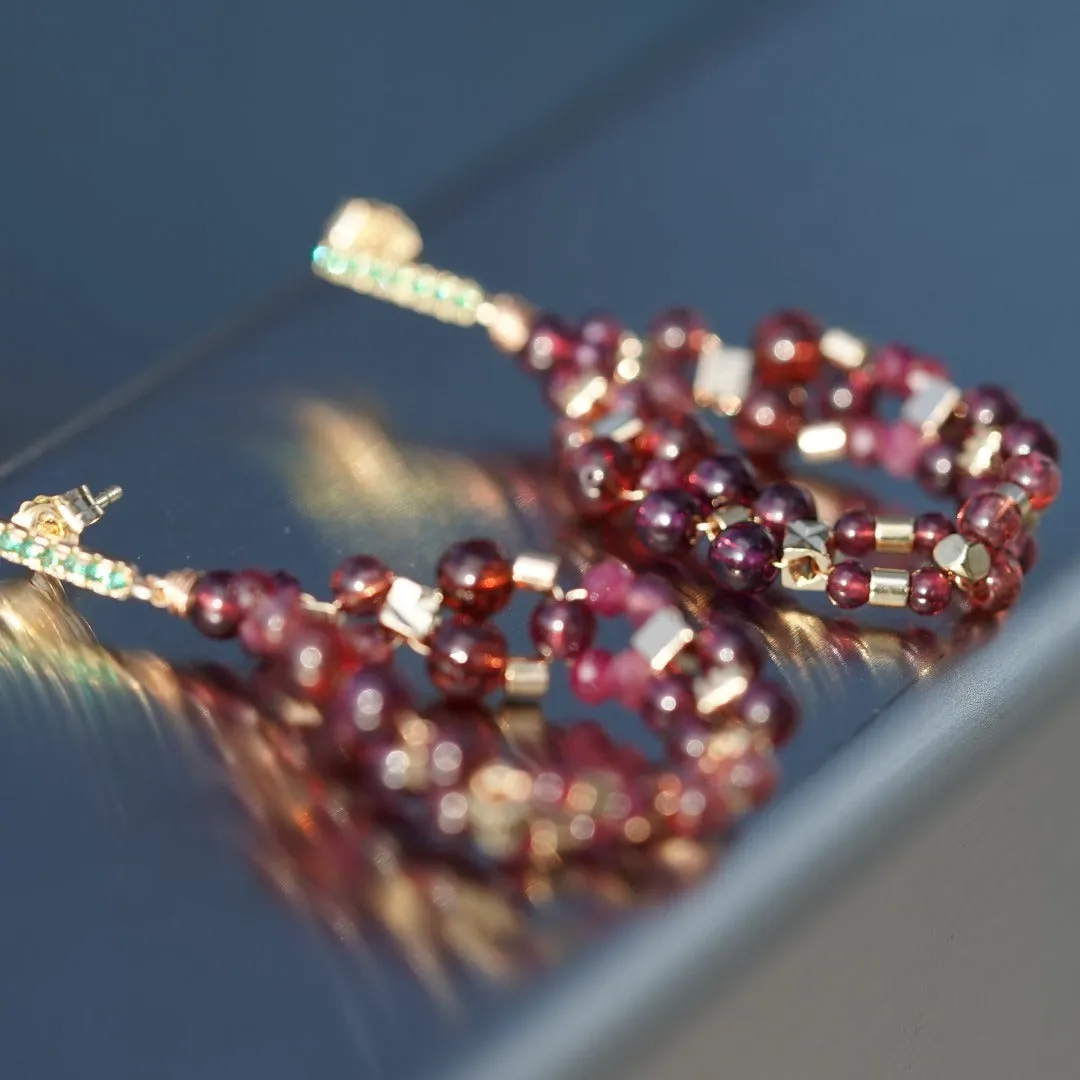 Jade Vine Garnet Earrings