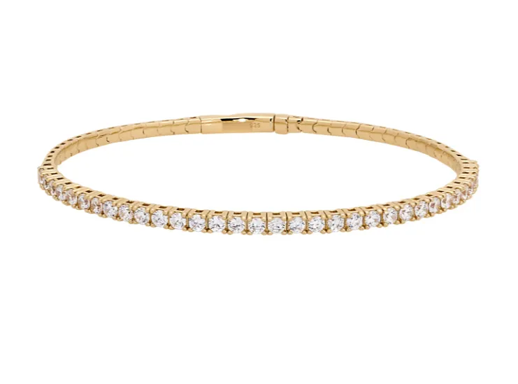 Kelly Waters Gold Plated CZ Tennis Flex Cuff Bracelet (SI6005)