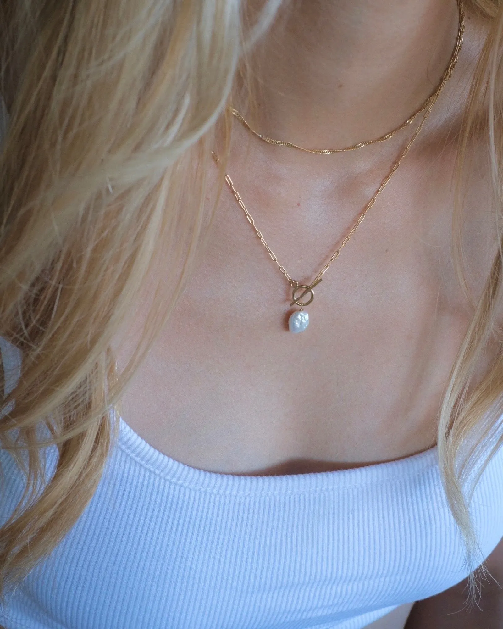 Keshi Pearl lock necklace