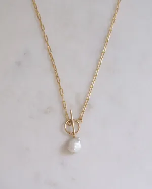 Keshi Pearl lock necklace