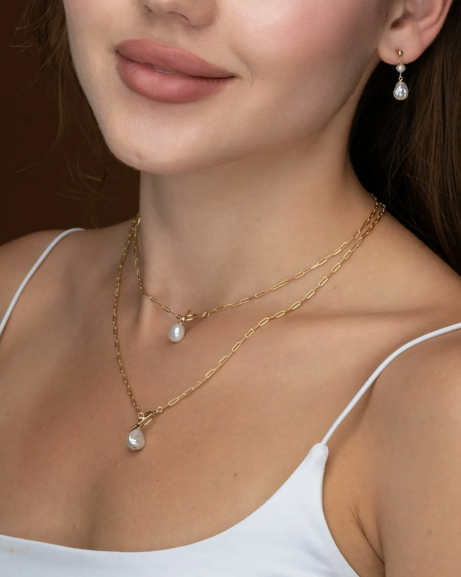 Keshi Pearl lock necklace