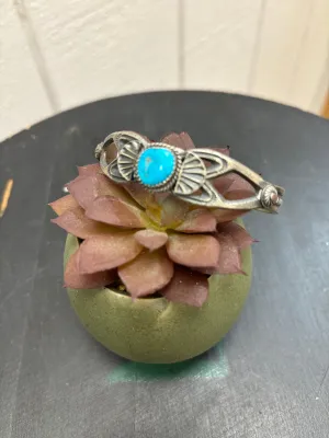 Kingsman Turquoise Navajo Handmade Sterling Cuff Bracelet by Eva Bilah