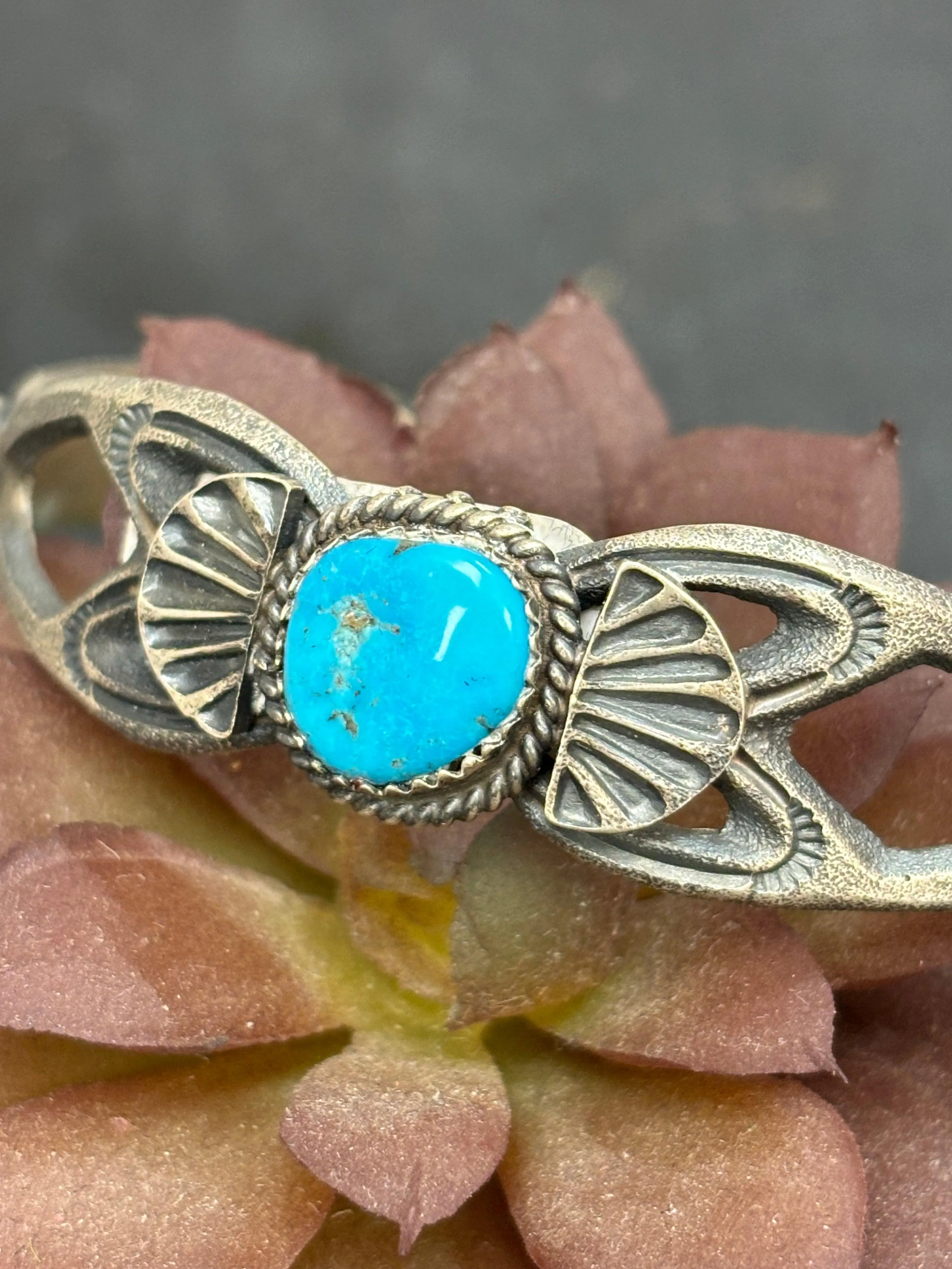 Kingsman Turquoise Navajo Handmade Sterling Cuff Bracelet by Eva Bilah