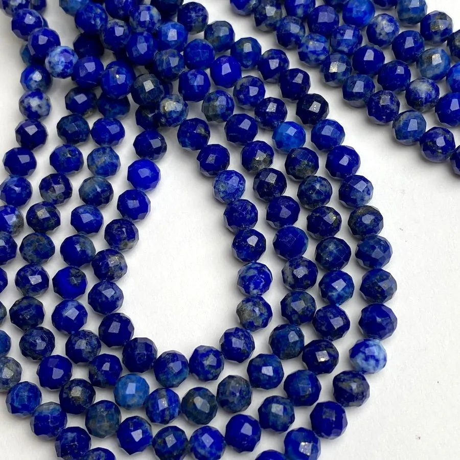 Lapis Lazuli Beads, Round Faceted, 4-4.5mm, 15" Strand # L457