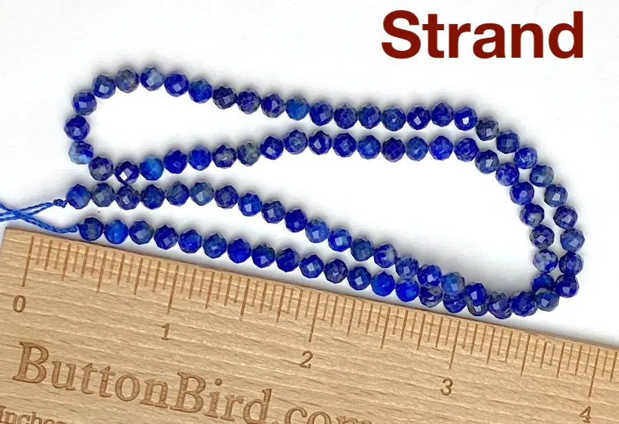 Lapis Lazuli Beads, Round Faceted, 4-4.5mm, 15" Strand # L457