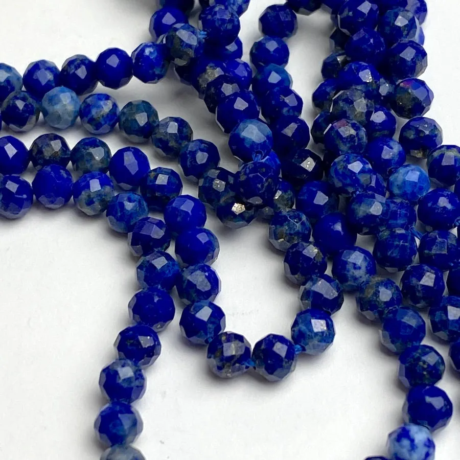 Lapis Lazuli Beads, Round Faceted, 4-4.5mm, 15" Strand # L457