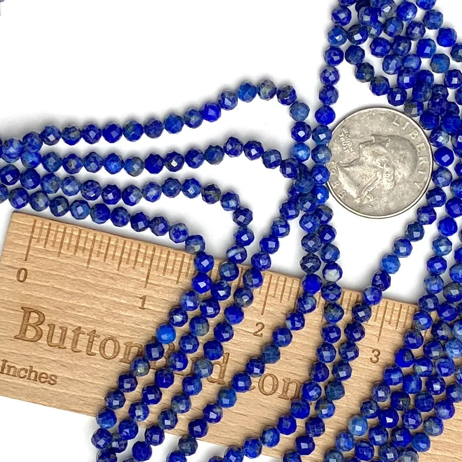 Lapis Lazuli Beads, Round Faceted, 4-4.5mm, 15" Strand # L457