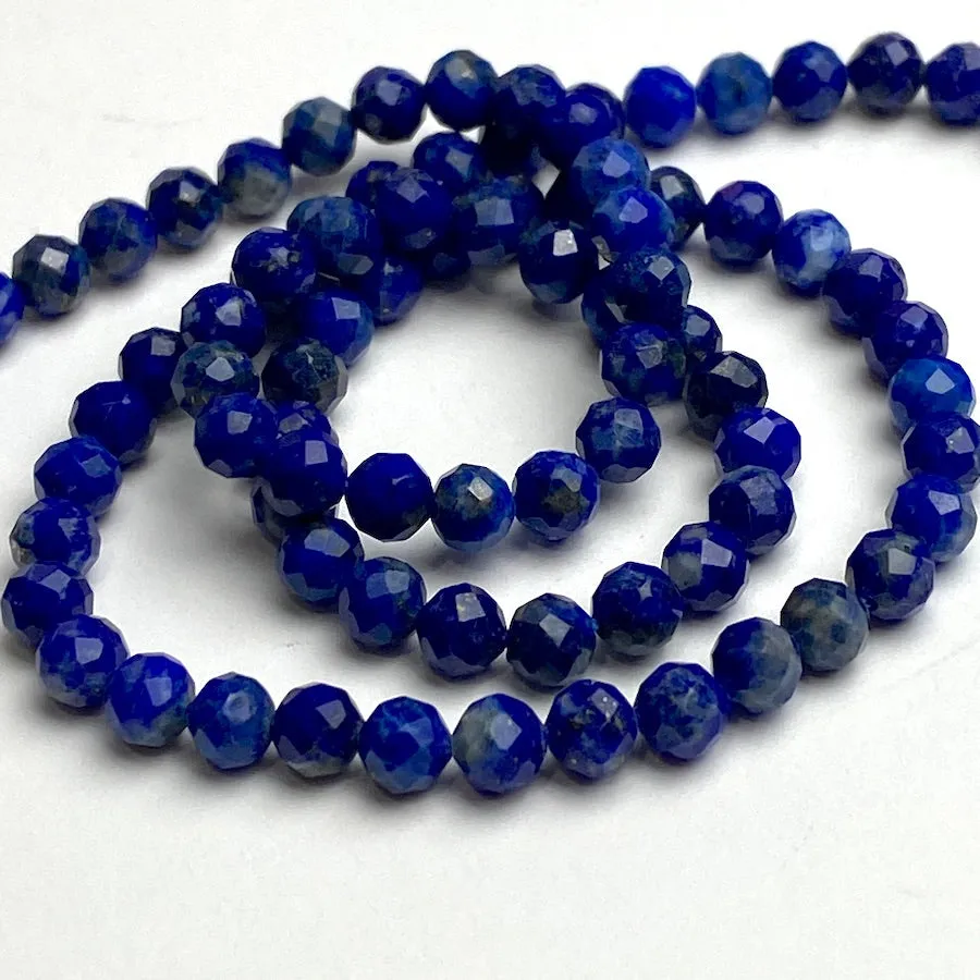 Lapis Lazuli Beads, Round Faceted, 4-4.5mm, 15" Strand # L457