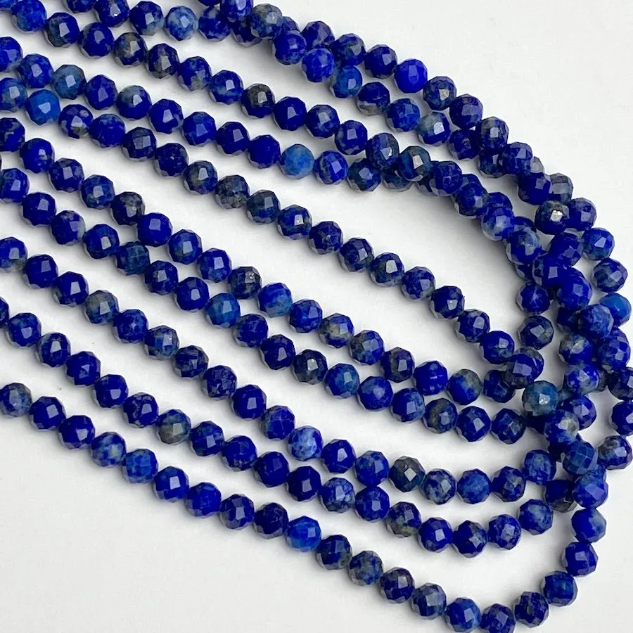 Lapis Lazuli Beads, Round Faceted, 4-4.5mm, 15" Strand # L457