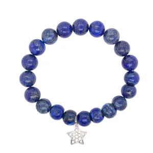 Lapis Stretch Bracelet with Rhinestone Star Charm