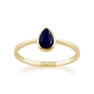 Lapislazuli Ring, 9 Karat Gelbgold 0.35ct ct Lapislazuli Einzel Stein Birne gerahmt Ring