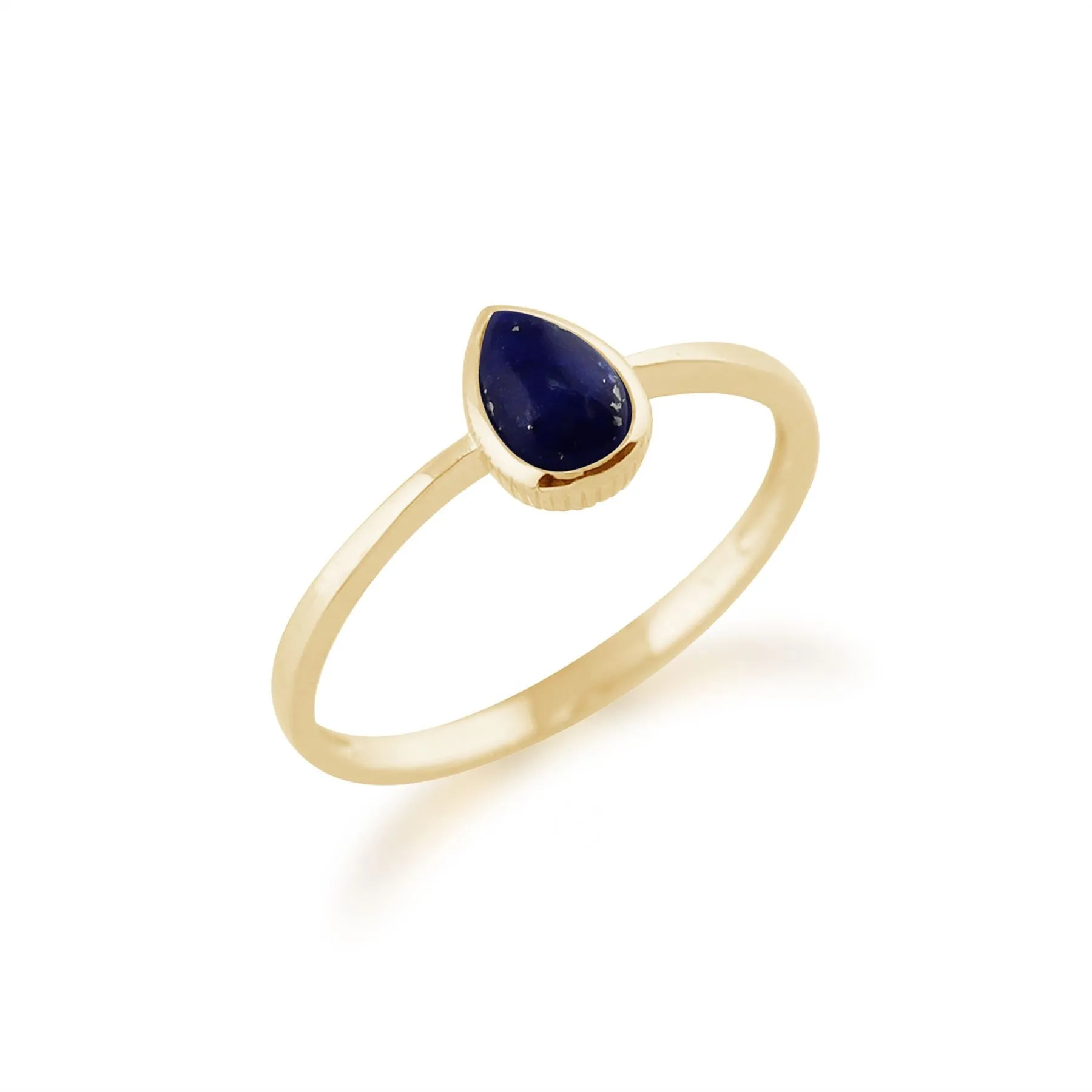 Lapislazuli Ring, 9 Karat Gelbgold 0.35ct ct Lapislazuli Einzel Stein Birne gerahmt Ring