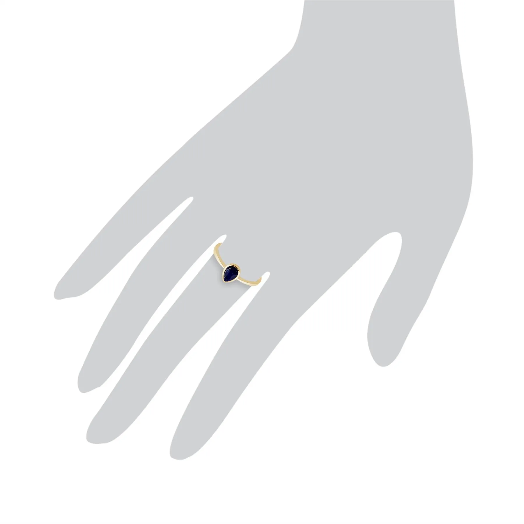 Lapislazuli Ring, 9 Karat Gelbgold 0.35ct ct Lapislazuli Einzel Stein Birne gerahmt Ring