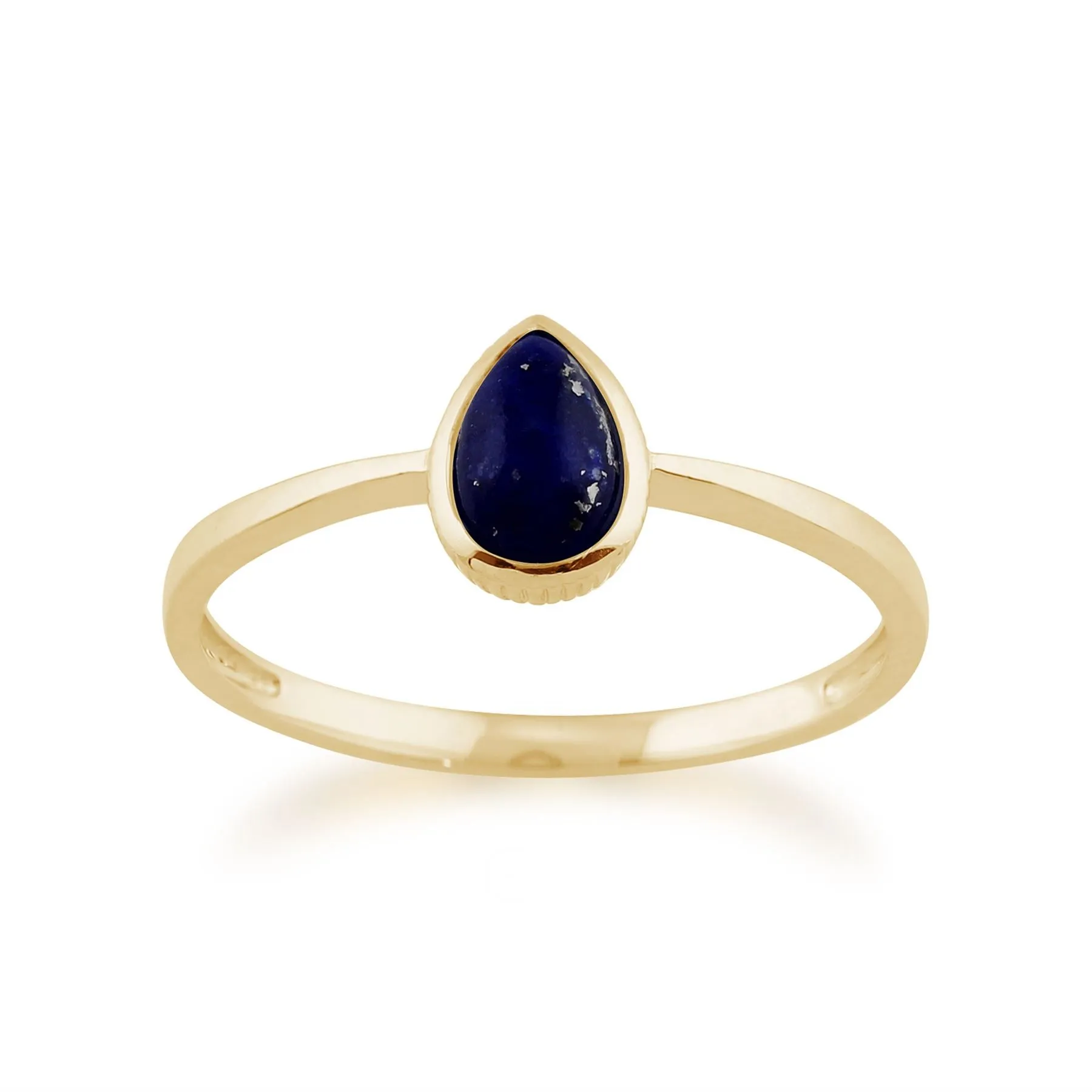 Lapislazuli Ring, 9 Karat Gelbgold 0.35ct ct Lapislazuli Einzel Stein Birne gerahmt Ring