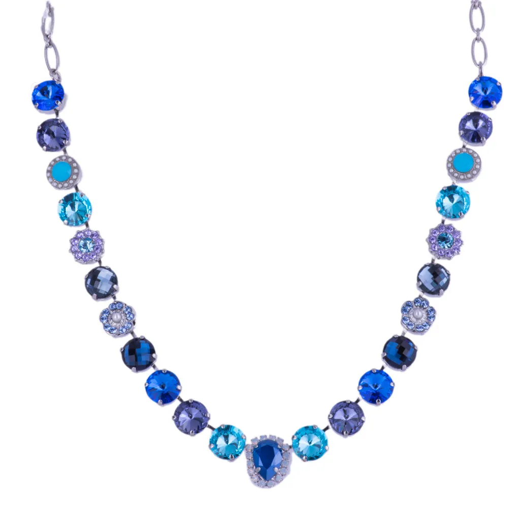 Large Rosette Necklace with Pear Halo in "Electric Blue" *Custom*