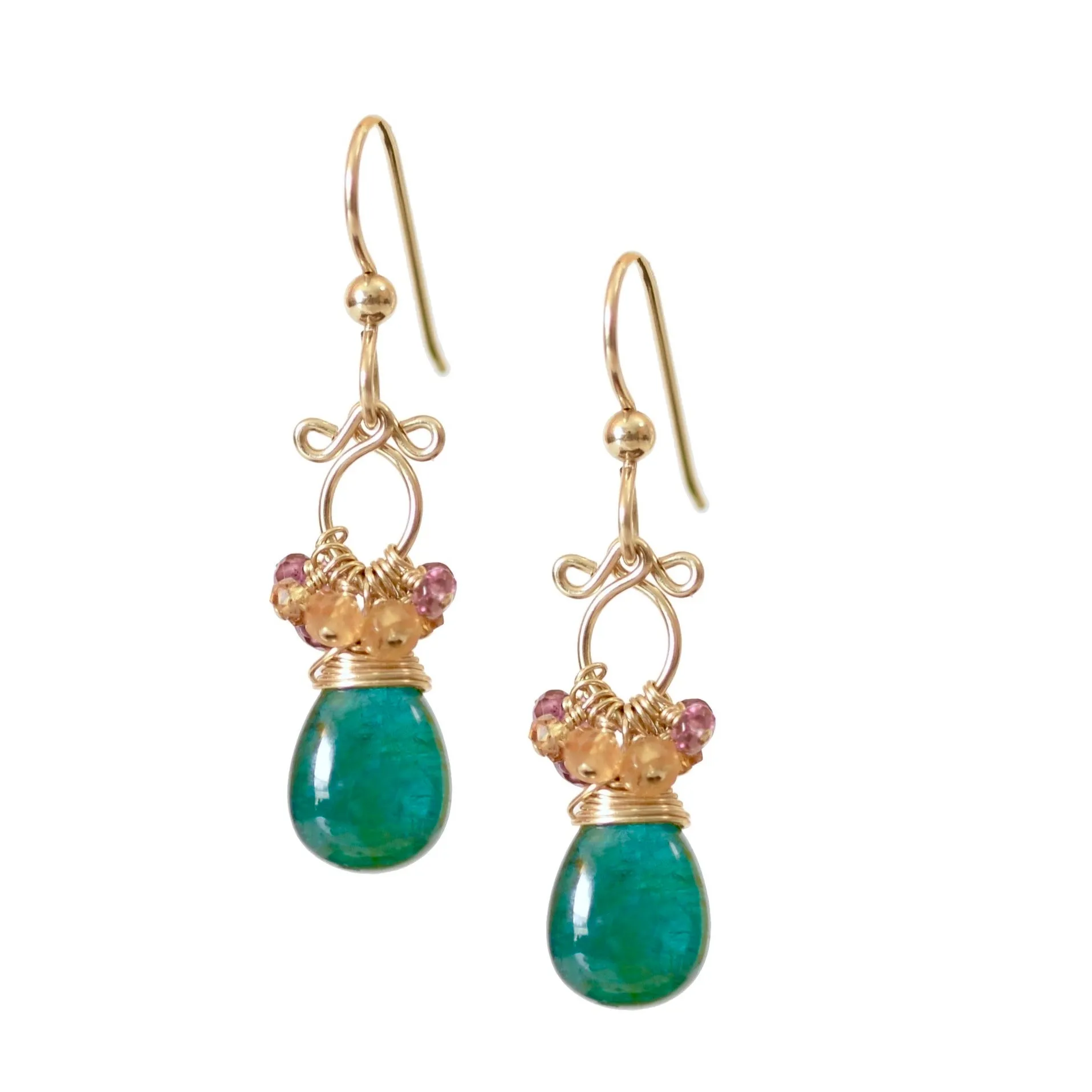 Layna - Grandidierite, Garnet 14k Gold Filled Earrings