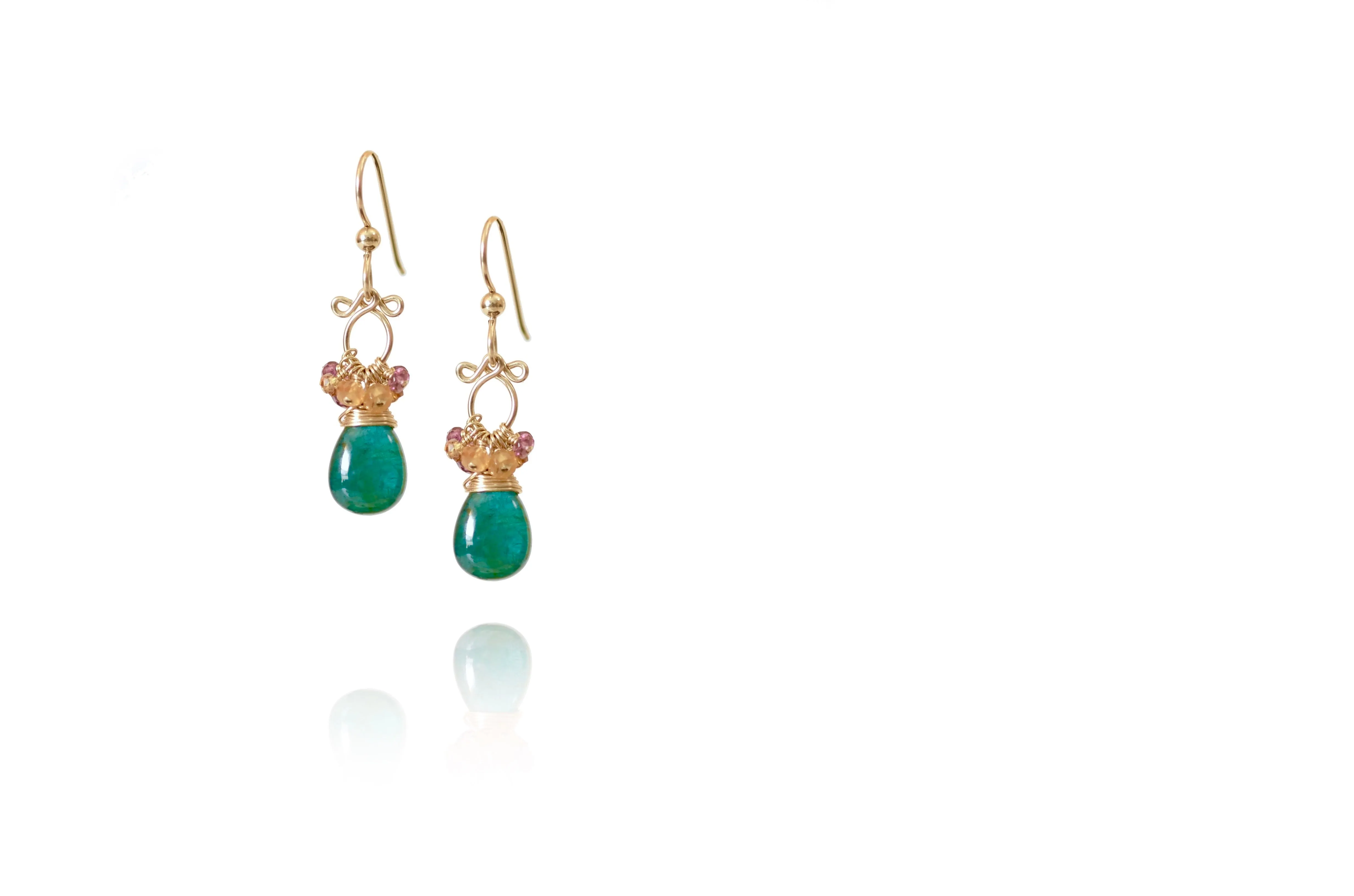 Layna - Grandidierite, Garnet 14k Gold Filled Earrings