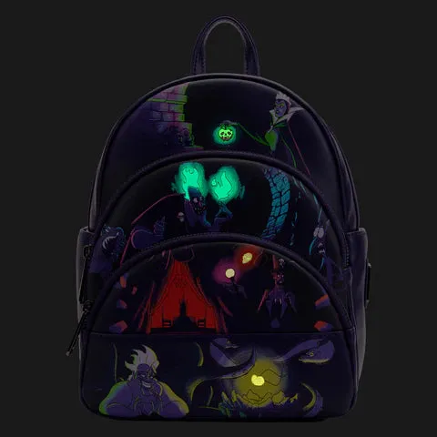 LF Disney Villains Triple Pocket Glow In The Dark Mini Backpack