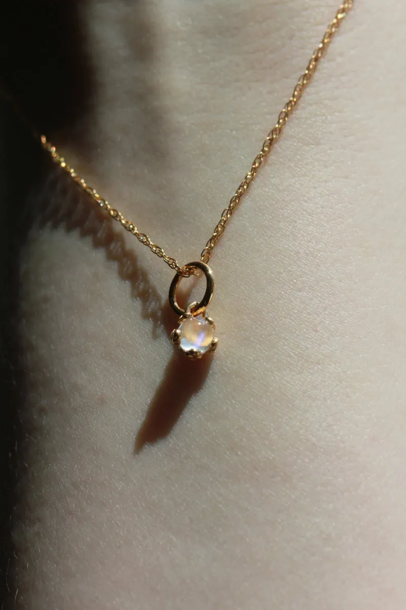 Little Gold Tiny Moonstone Flower Necklace