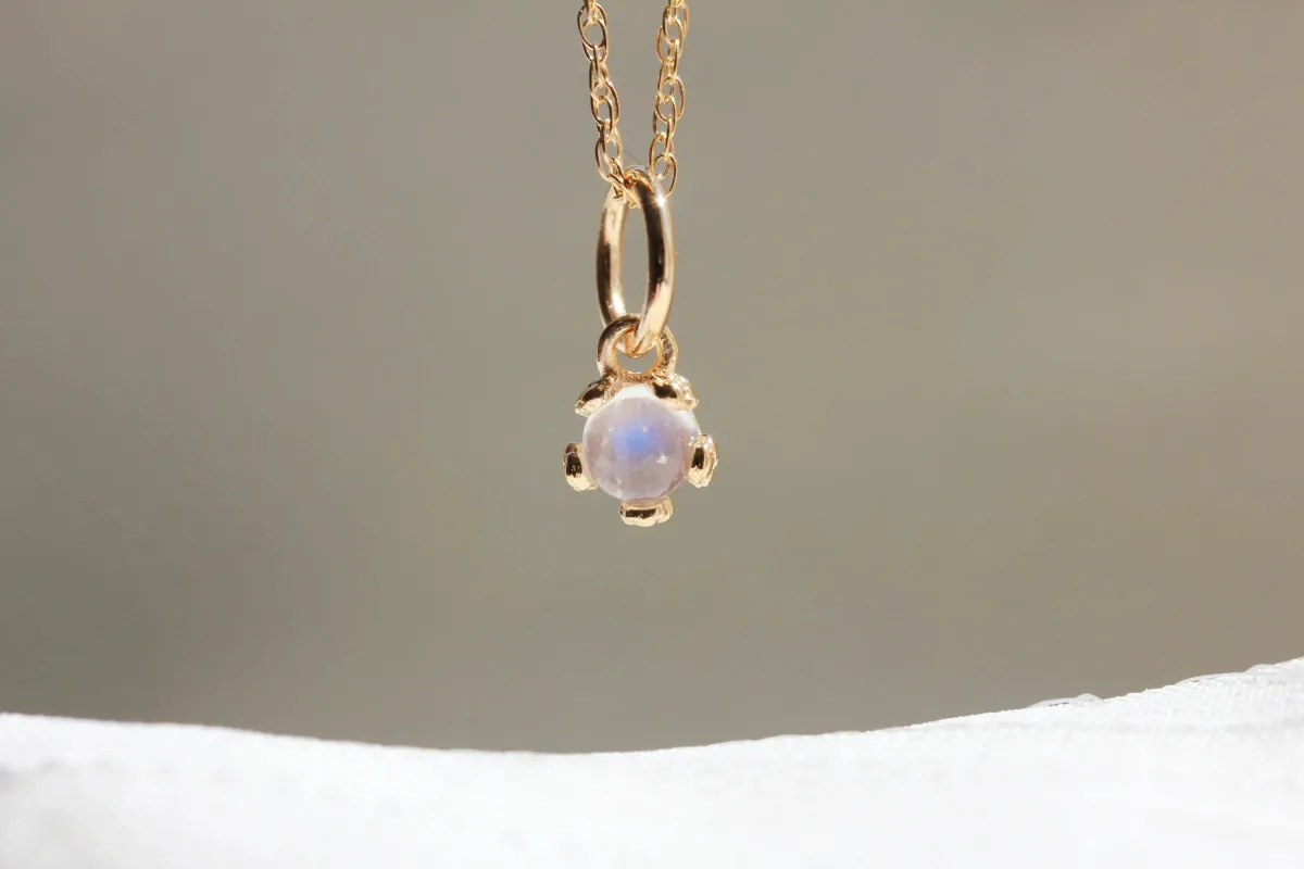 Little Gold Tiny Moonstone Flower Necklace