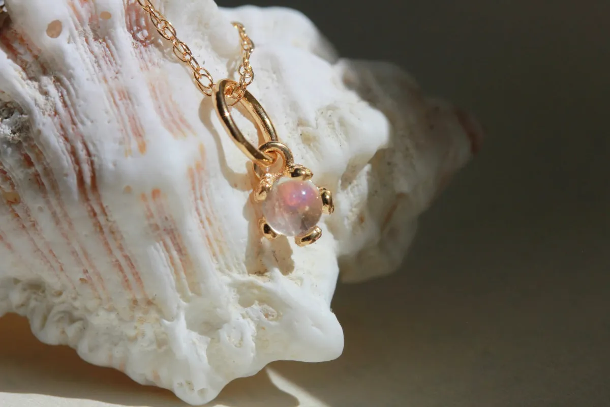 Little Gold Tiny Moonstone Flower Necklace