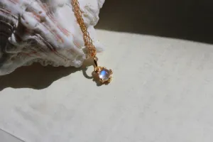 Little Gold Tiny Moonstone Flower Necklace