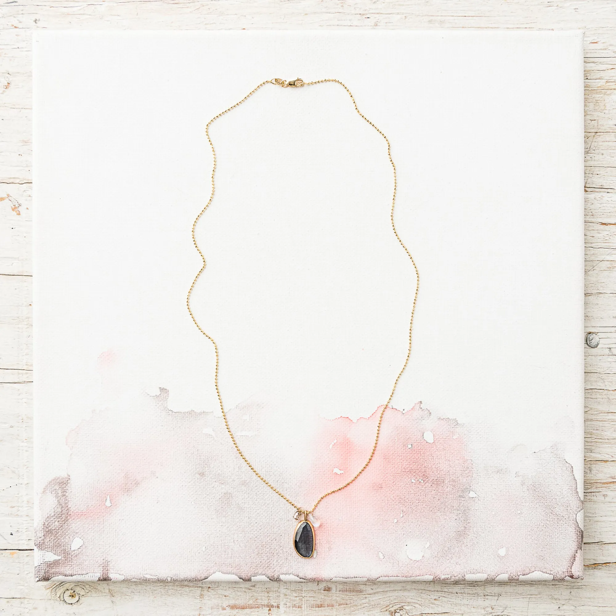 London Blue Topaz Cluster Necklace on Shimmer Ball Chain in 14k Gold