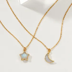 Luna Norte | To the Moon and Back Best Friend Necklace Set- Moonstone