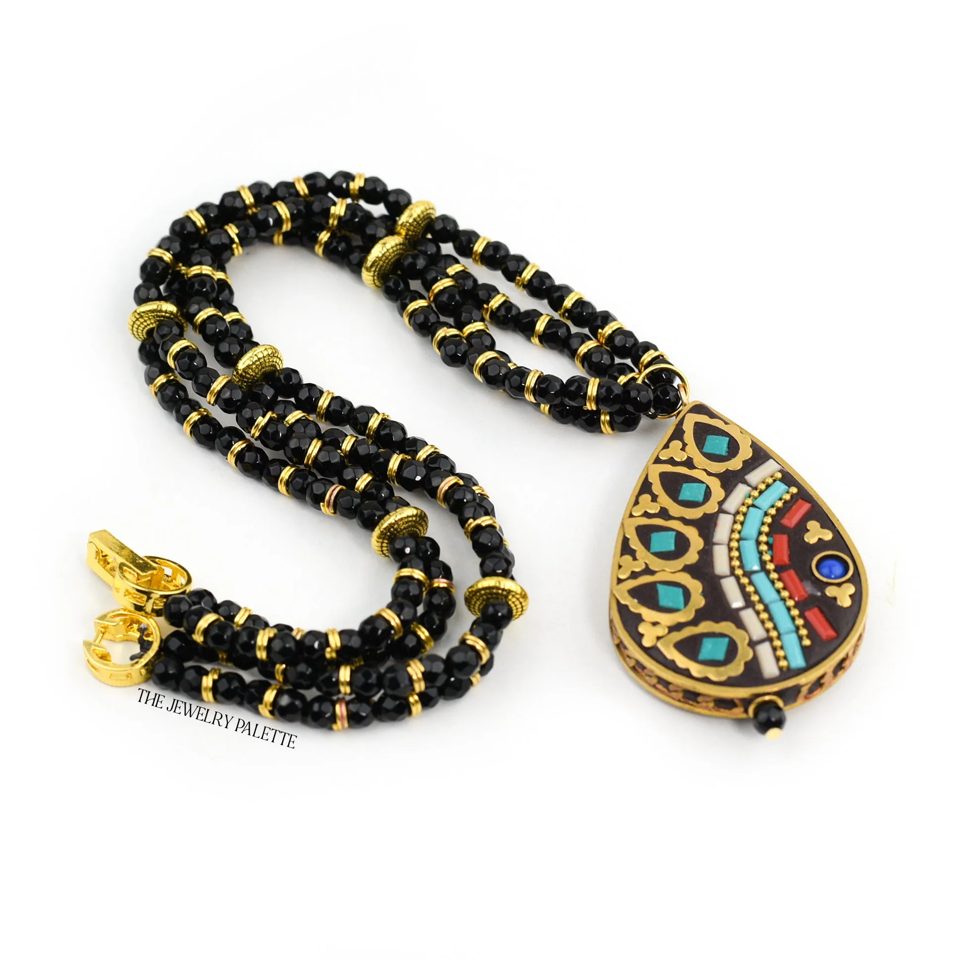 Mersana black onyx pendant choker necklace