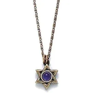 Michal Golan Purple and Gold Star of David Necklace