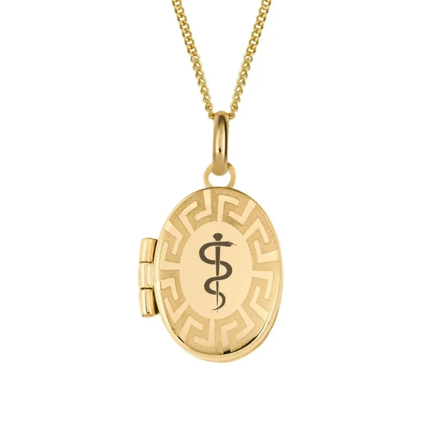 MILENA Maze Detail Locket Necklace In Yellow Gold