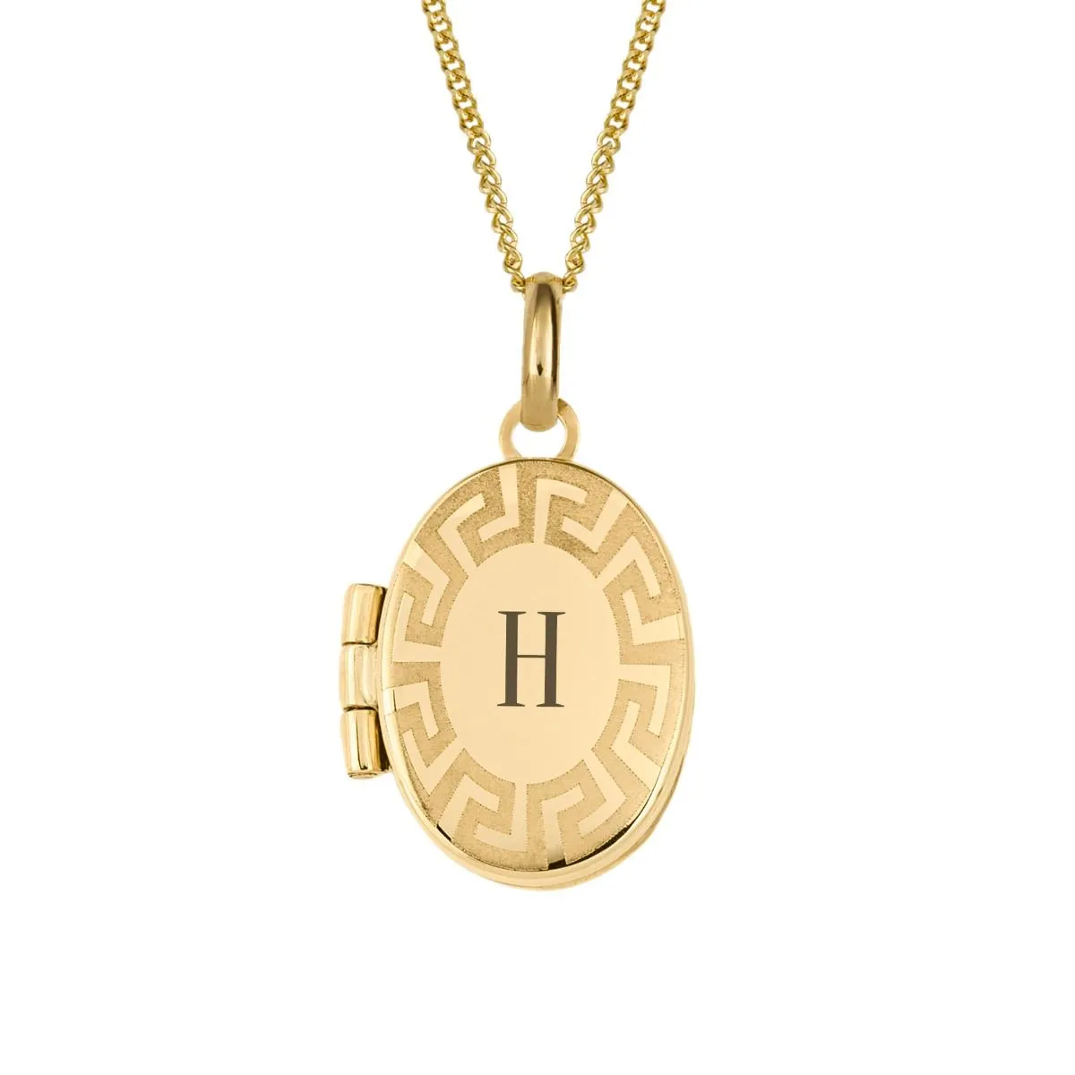 MILENA Maze Detail Locket Necklace In Yellow Gold