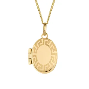 MILENA Maze Detail Locket Necklace In Yellow Gold