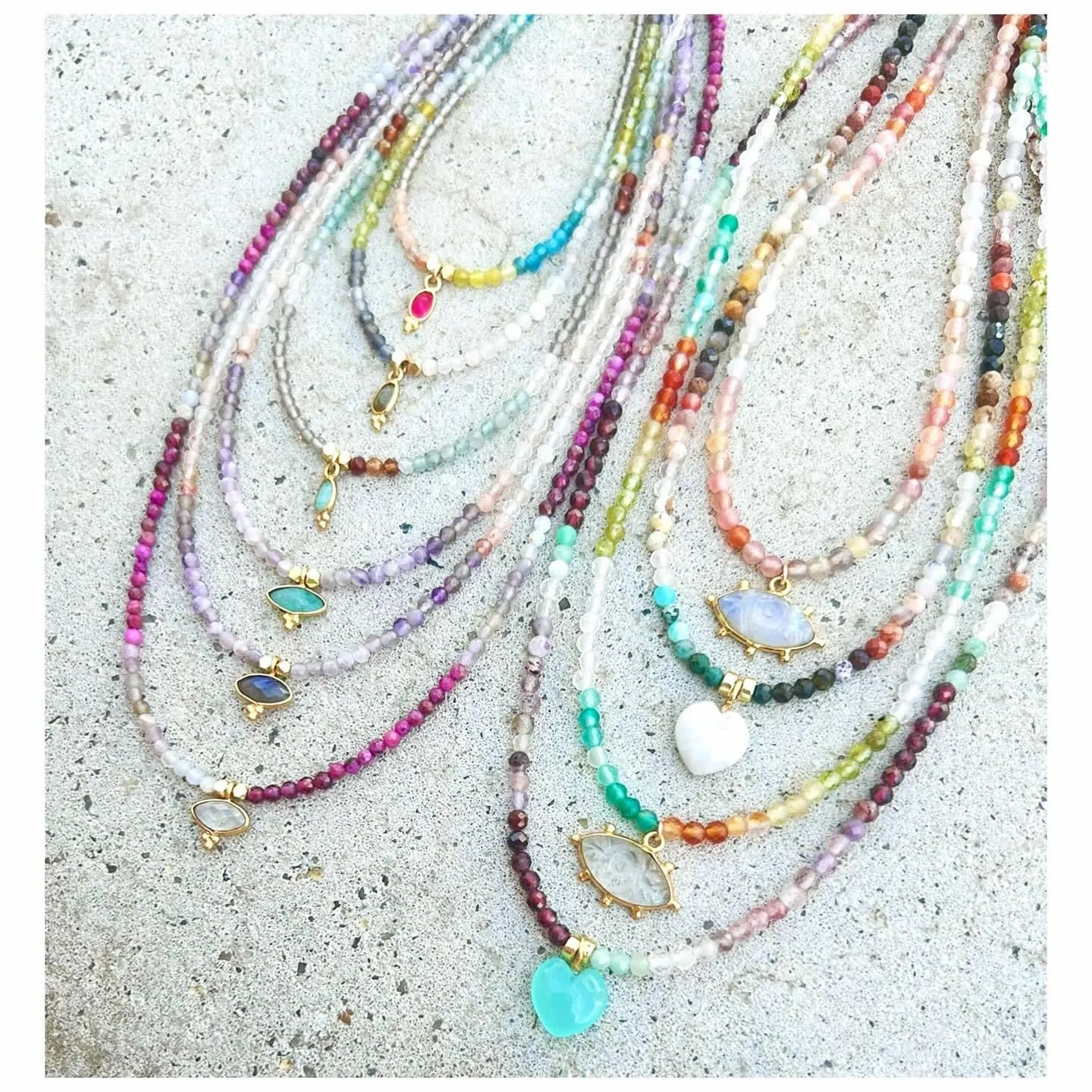 Mini Bindi Amazonite Drop Aqua Mix6 Necklace