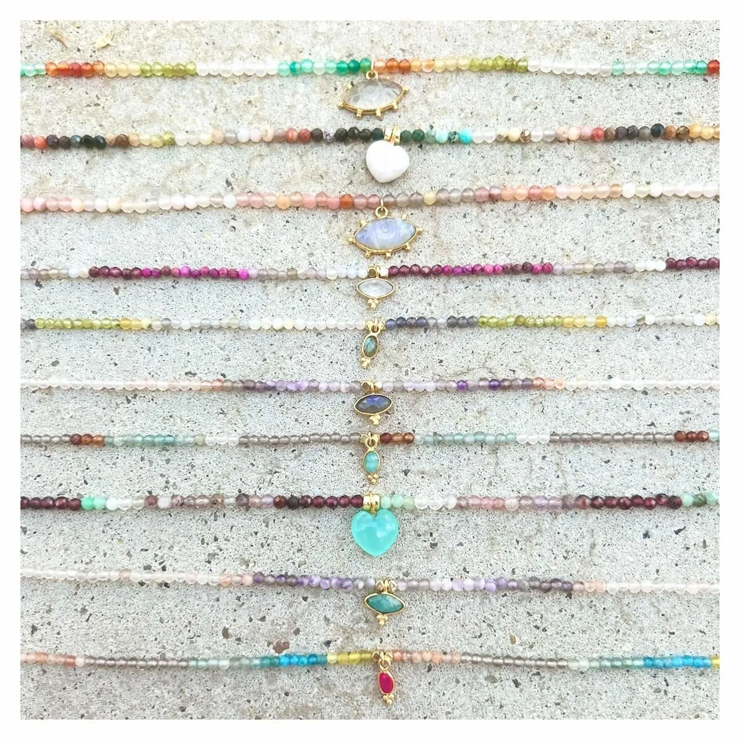 Mini Bindi Amazonite Drop Aqua Mix6 Necklace