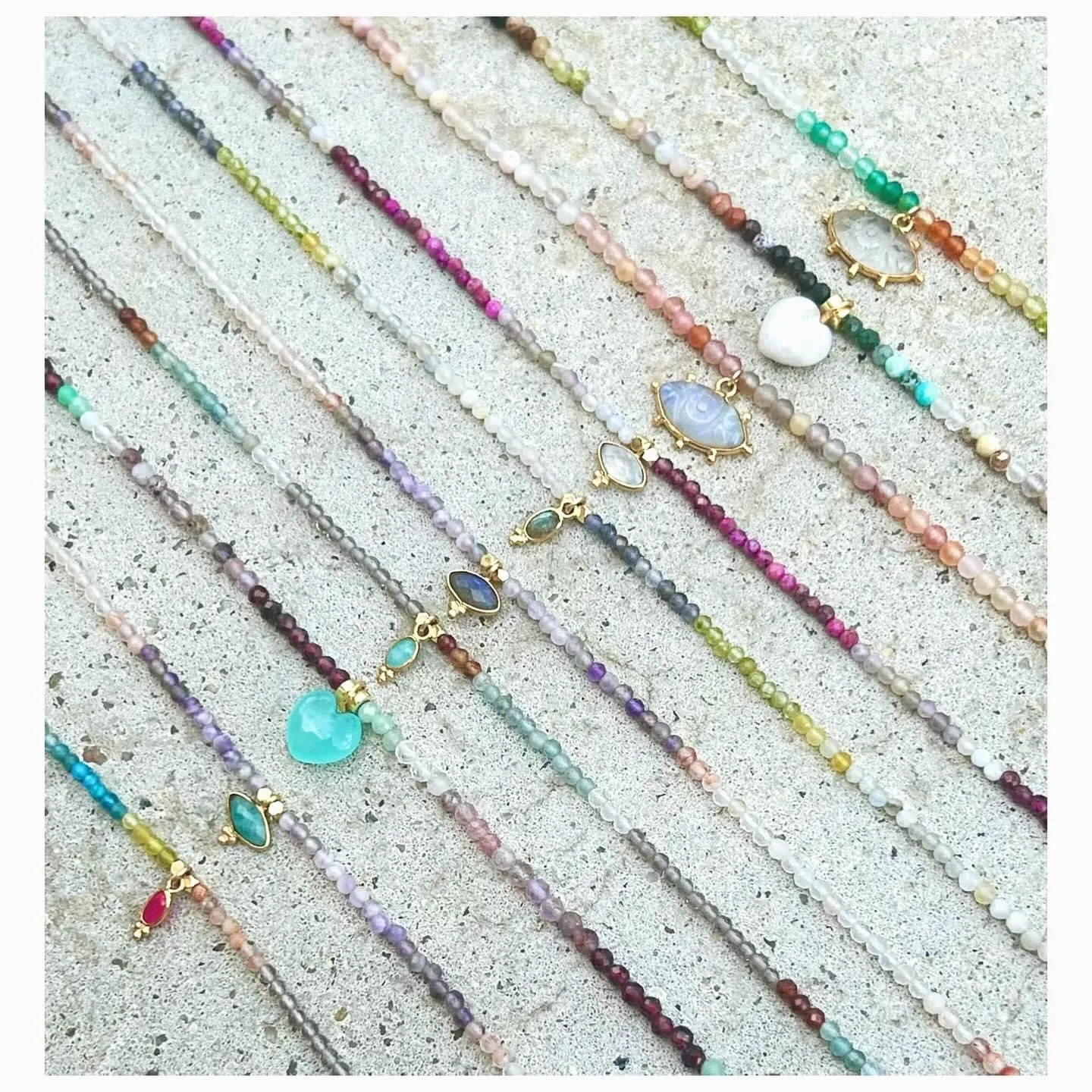 Mini Bindi Amazonite Drop Aqua Mix6 Necklace