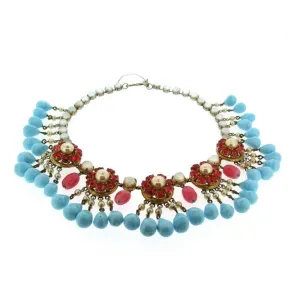 Mitchell Maer for Christian Dior Vintage Necklace Turquoise Ruby Glass 1950