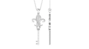 Moissanite Vintage Inspired Key Pendant Necklace